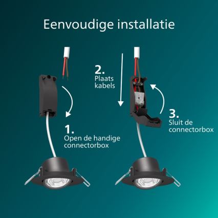 Philips - SADA 3x LED Stmívatelné podhledové svítidlo CILANTRO LED/5W/230V 4000K černá