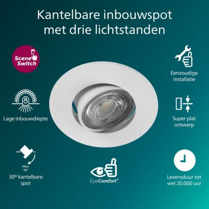 Philips - SADA 3x LED Stmívatelné podhledové svítidlo CILANTRO LED/5W/230V 4000K bílá