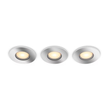 Philips - SADA 3x LED Stmívatelné koupelnové podhledové svítidlo Hue ADORE BATHROOM 1xGU10/4,2W/230V 2200-6500K IP44