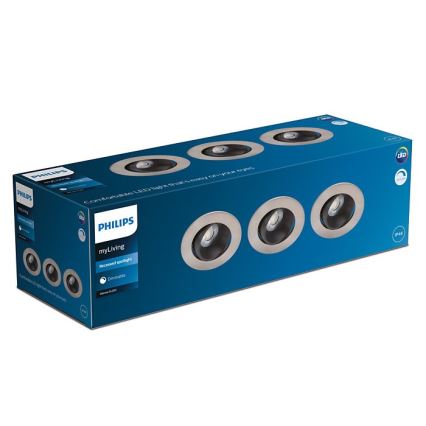 Philips - SADA 3x LED Stmívatelné koupelnové podhledové svítidlo ABROSA LED/9W/230V IP44