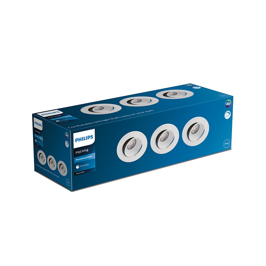 Philips - SADA 3x LED Stmívatelné koupelnové podhledové svítidlo ABROSA LED/9W/230V IP44