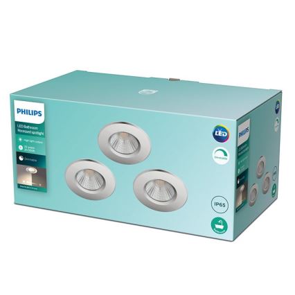 Philips - SADA 3x LED Stmívatelné koupelnové svítidlo DIVE 1xLED/5,5W/230V IP65