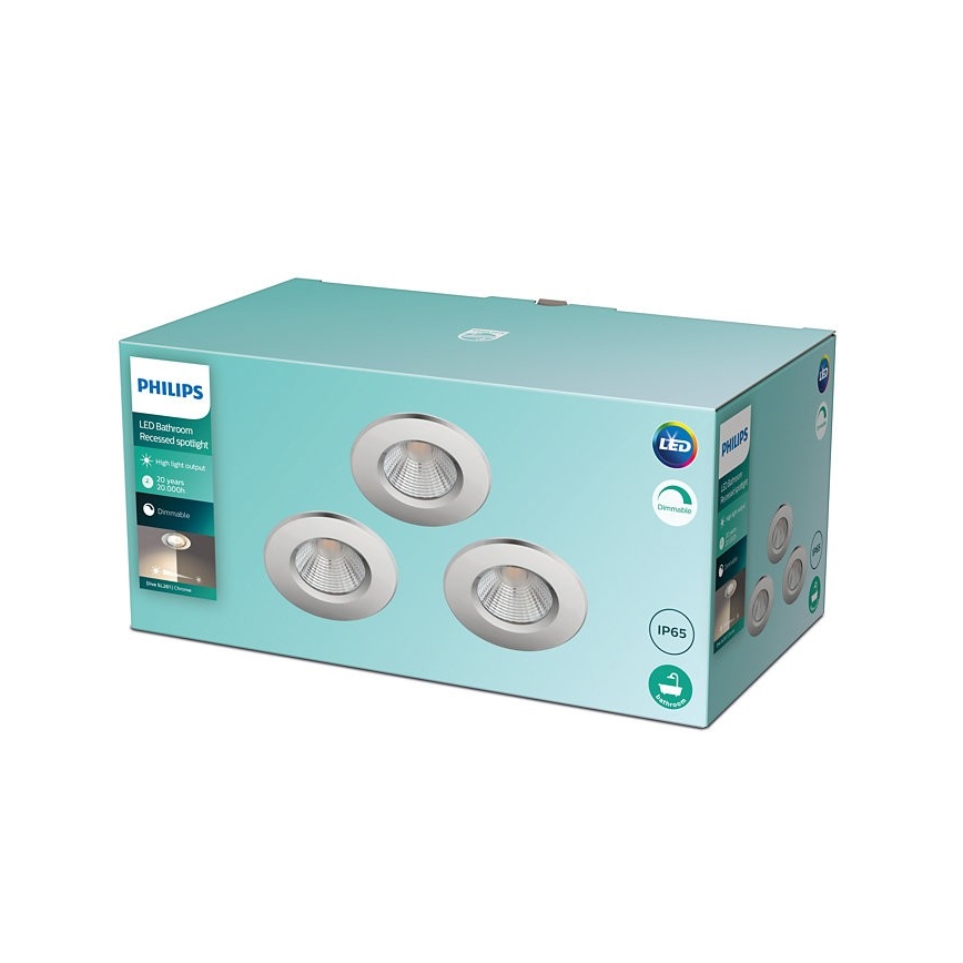 Philips - SADA 3x LED Stmívatelné koupelnové svítidlo DIVE 1xLED/5,5W/230V IP65