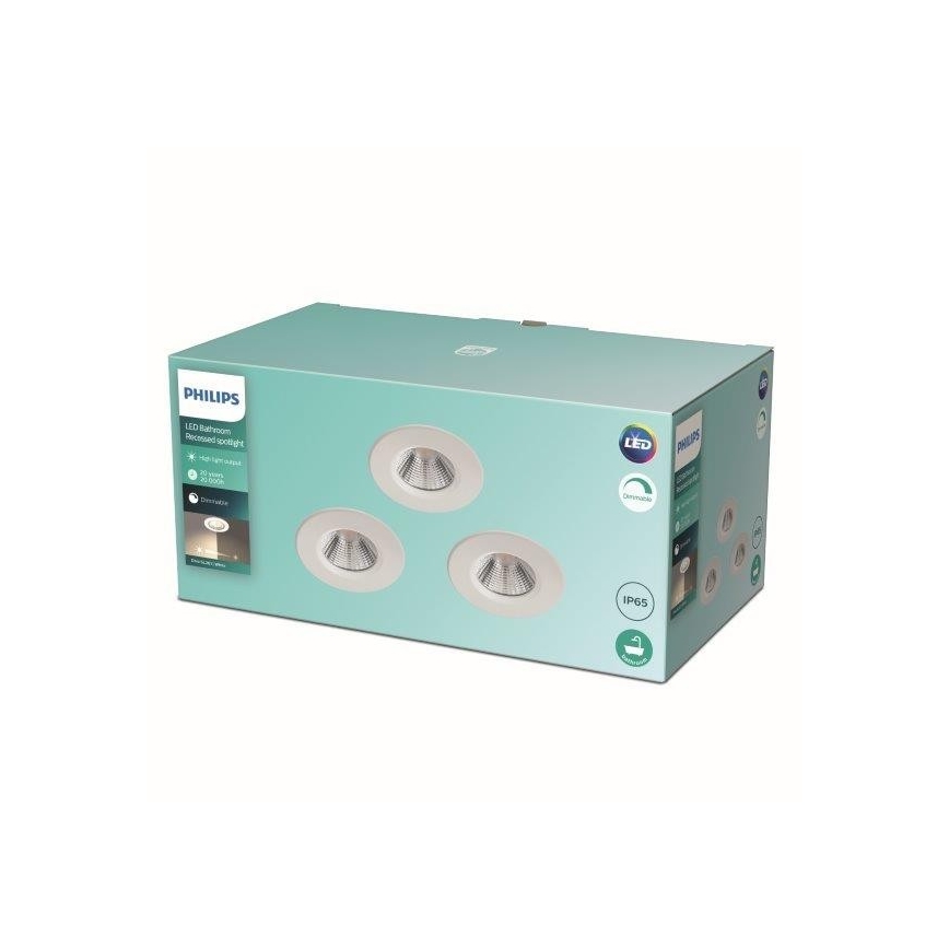 Philips - SADA 3x LED Stmívatelné koupelnové svítidlo LED/5,5W/230V 2700K IP65