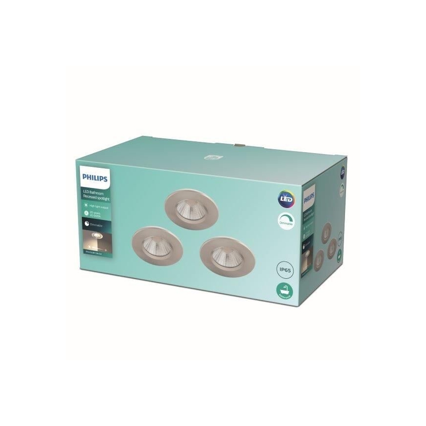 Philips - SADA 3x LED Stmívatelné koupelnové svítidlo LED/5,5W/230V 2700K IP65
