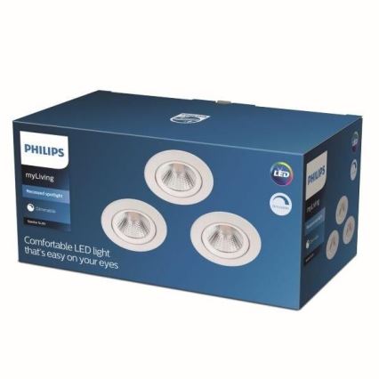 Philips - SADA 3x LED Stmívatelné podhledové svítidlo LED/5,5W/230V 2700K