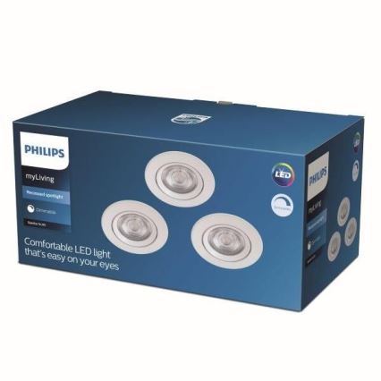 Philips - SADA 3x LED Stmívatelné podhledové svítidlo LED/5W/230V 2700K