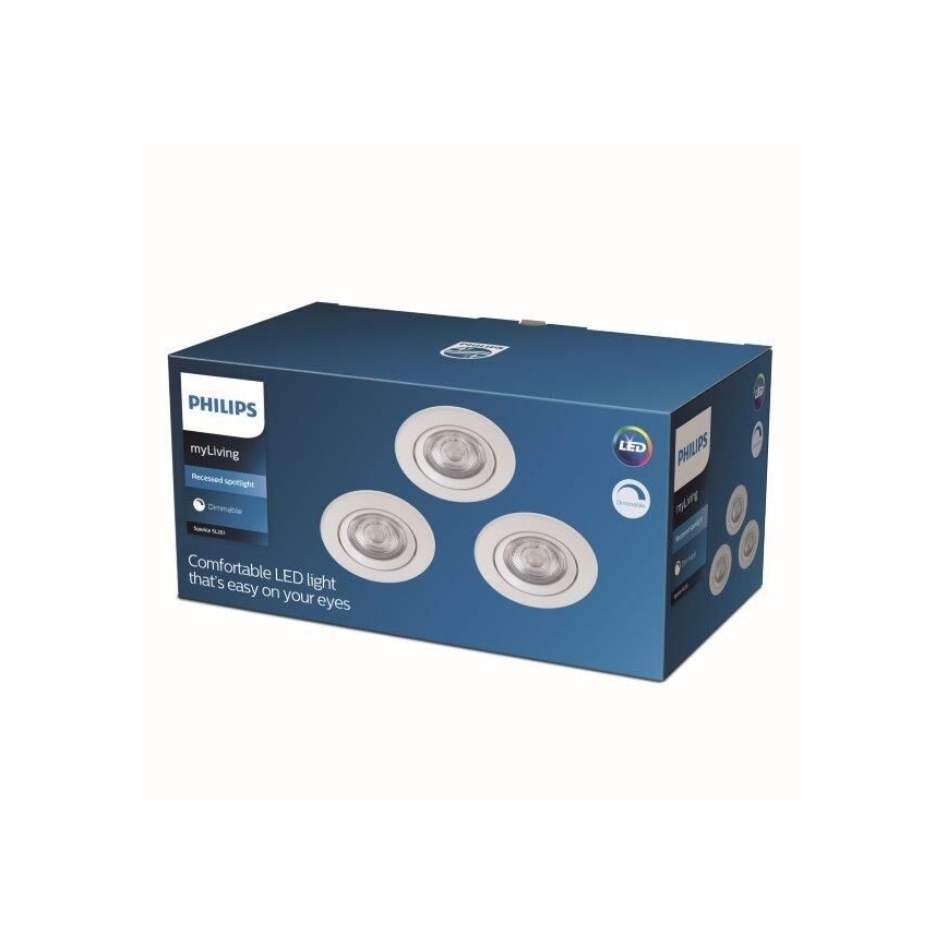 Philips - SADA 3x LED Stmívatelné podhledové svítidlo LED/5W/230V 2700K