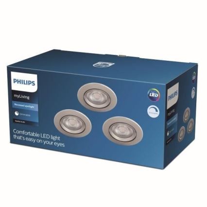 Philips - SADA 3x LED Stmívatelné podhledové svítidlo LED/5W/230V 2700K