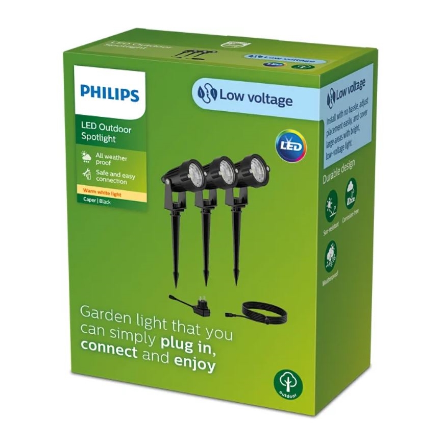 Philips - SADA 3x LED Venkovní bodové svítidlo CAPER LED/1,5W/24/230V IP44