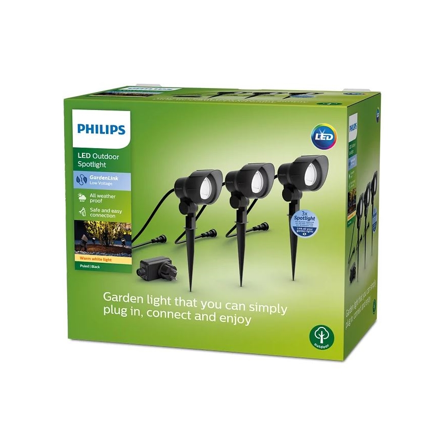 Philips -SADA 3x LED Venkovní bodové svítidlo LED/6W/230V 2700K IP44