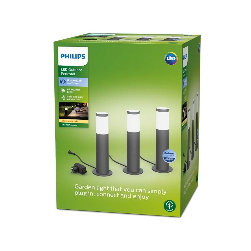 Philips - SADA 3x LED Venkovní lampa GARDENLINK LED/24W/230V 2700K IP44
