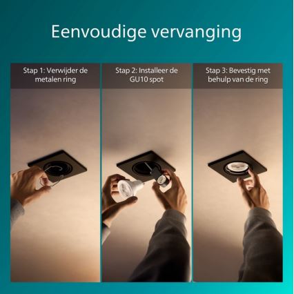 Philips - SADA 3x Podhledové svítidlo PERIDOT 1xGU10/7W/230V černá