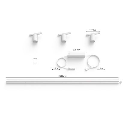 Philips - SADA 3x LED RGB Stmívatelné svítidlo do lištového systému Hue PERIFO LED RGB/15,6W/230V 2000-6500K