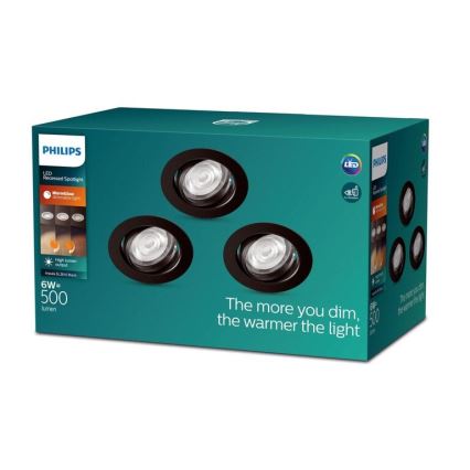 Philips - SADA 3xLED Stmívatelné podhledové svítidlo IMPALA Warm Glow LED/6W/230V 2200-2700K