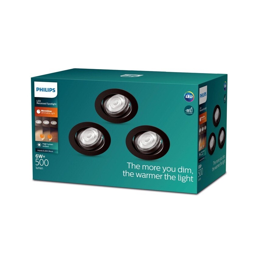 Philips - SADA 3xLED Stmívatelné podhledové svítidlo IMPALA Warm Glow LED/6W/230V 2200-2700K