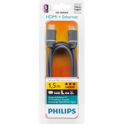 Philips SWV4432S/10 - HDMI kabel s Ethernetem, HDMI 1.4 A konektor 1,5m šedá