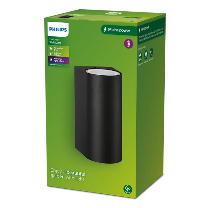 Philips - Venkovní nástěnné svítidlo NIGHTINGALE 2xGU10/35W/230V IP44