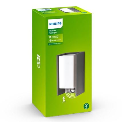 Philips - Venkovní nástěnné svítidlo se senzorem BRIDGE 1xE27/15W/230V IP44