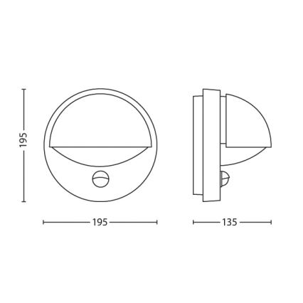 Philips - Venkovní nástěnné svítidlo se senzorem 1xE27/12W/230V IP44