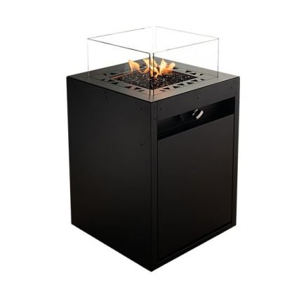 Planika - Venkovní plynový krb 79,7x48 cm 10kW 1xAAA černá + ochranný kryt