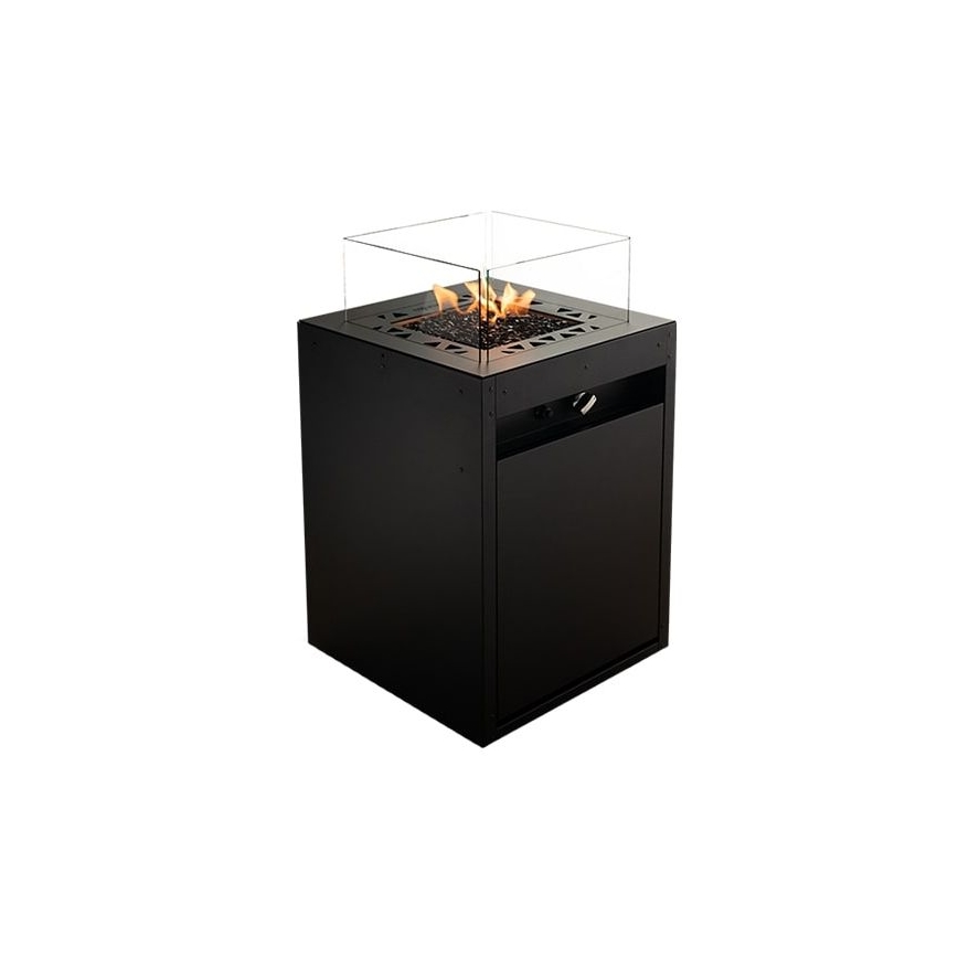 Planika - Venkovní plynový krb 79,7x48 cm 10kW 1xAAA černá + ochranný kryt
