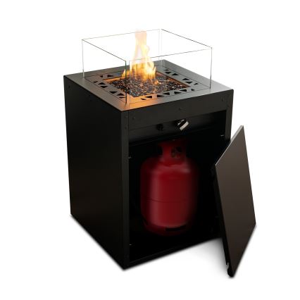 Planika - Venkovní plynový krb 79,7x48 cm 10kW 1xAAA černá + ochranný kryt