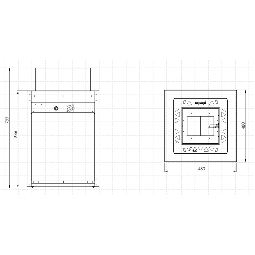 Planika - Venkovní plynový krb 79,7x48 cm 10kW 1xAAA černá + ochranný kryt