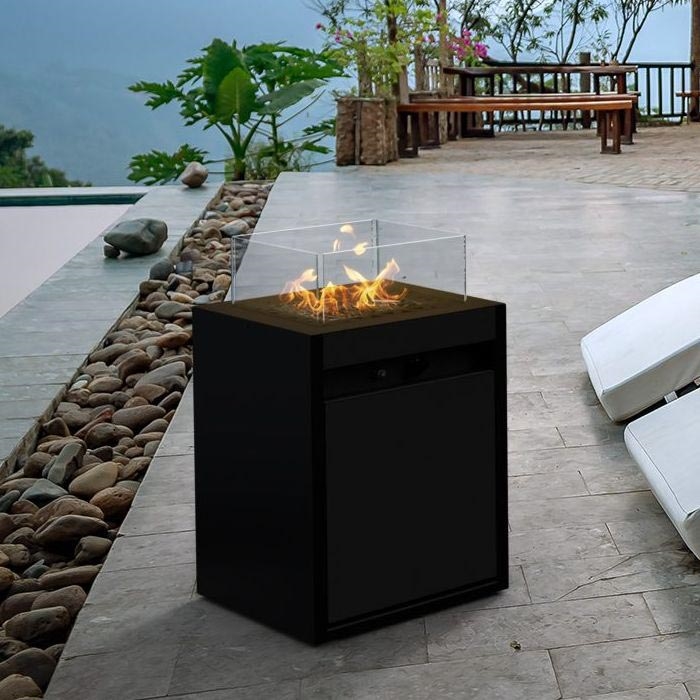 Planika - Venkovní plynový krb 79,7x48 cm 10kW 1xAAA černá + ochranný kryt