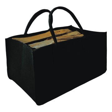 Plstěný koš na dřevo s držadly 27x50 cm černá