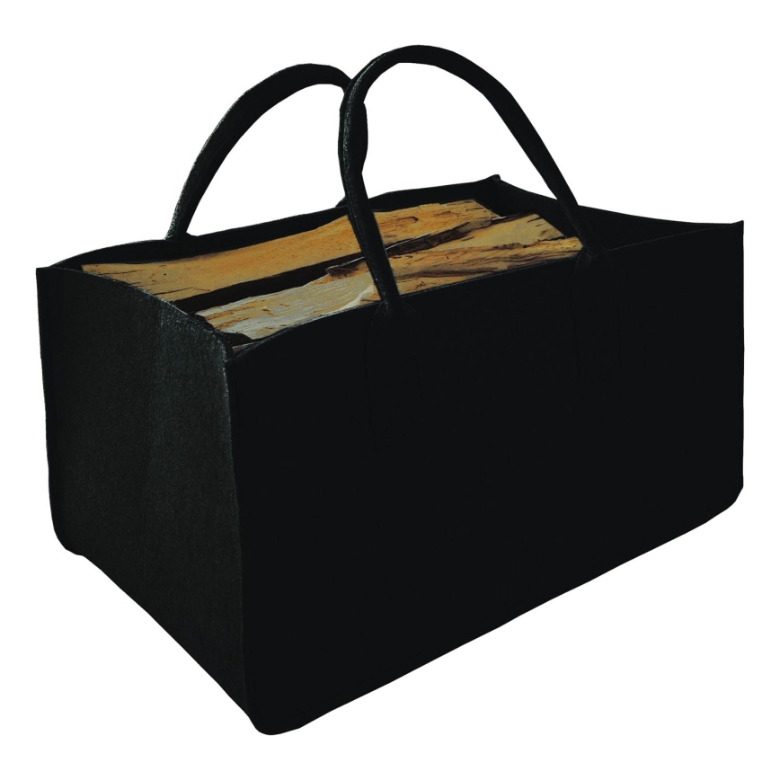 Plstěný koš na dřevo s držadly 27x50 cm černá