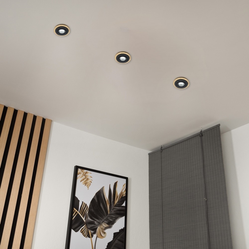 Podhledové svítidlo TOBBY 1xGU10/20W/230V pr. 11,5 cm dub/černá