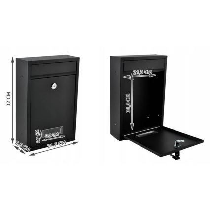 Poštovní schránka 21,7x32 cm černá