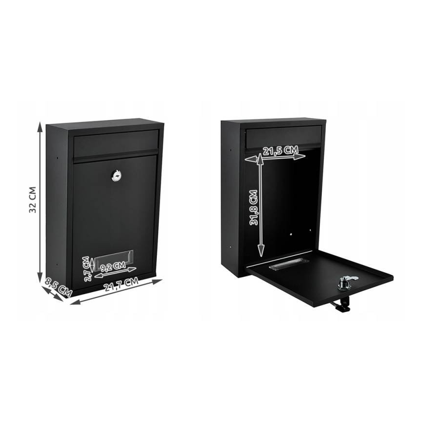 Poštovní schránka 21,7x32 cm černá