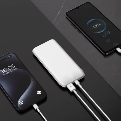 Power Bank 10000 mAh 10W Power Delivery 2xUSB-C + 1xUSB-A bílá