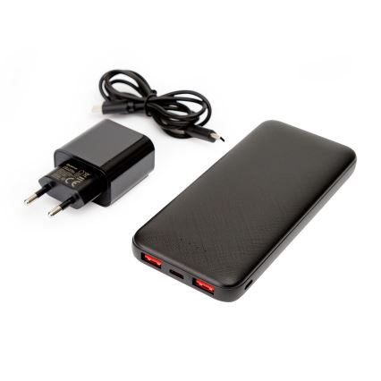 Power Bank 10000 mAh + adaptér 20W Power Delivery + USB-C/USB-C kabel 1m černá