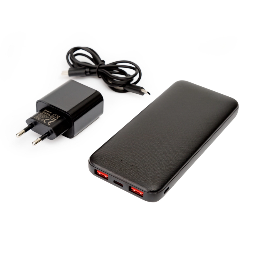 Power Bank 10000 mAh + adaptér 20W Power Delivery + USB-C/USB-C kabel 1m černá