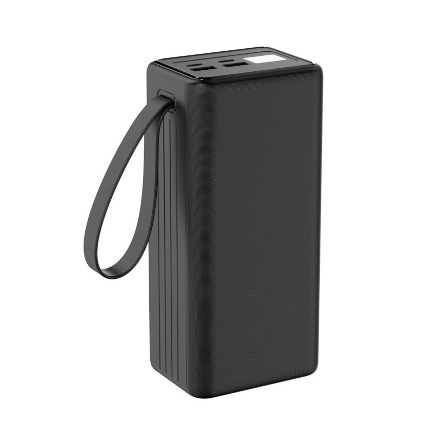 Power Bank 40000 mAh 65W Power Delivery 2xUSB-A + 2xUSB-C s LED svítilnou a USB-C kabelem 1m černá