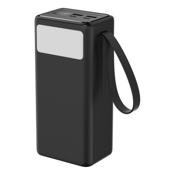 Power Bank 40000 mAh 65W Power Delivery 2xUSB-A + 2xUSB-C s LED svítilnou a USB-C kabelem 1m černá