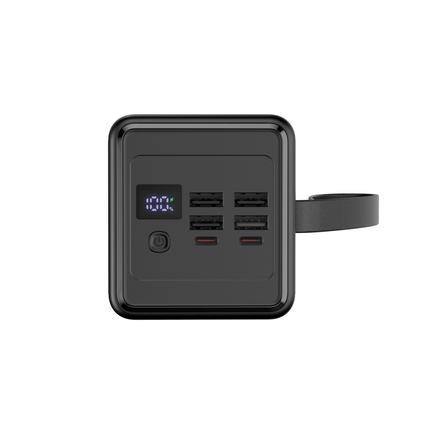 Power Bank 60000 mAh 20W Power Delivery 4xUSB-A + 2xUSB-C s LED svítilnou a USB-C kabelem 1m černá