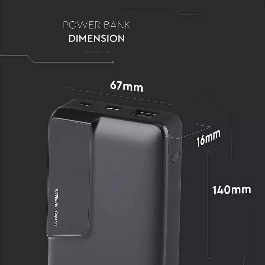 Power Bank s displejem 10000mAh/3,7V černá