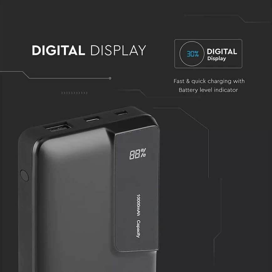 Power Bank s displejem 10000mAh/3,7V černá