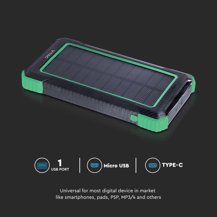 Power Bank solární Power Delivery 10000mAh/10W/5V černá