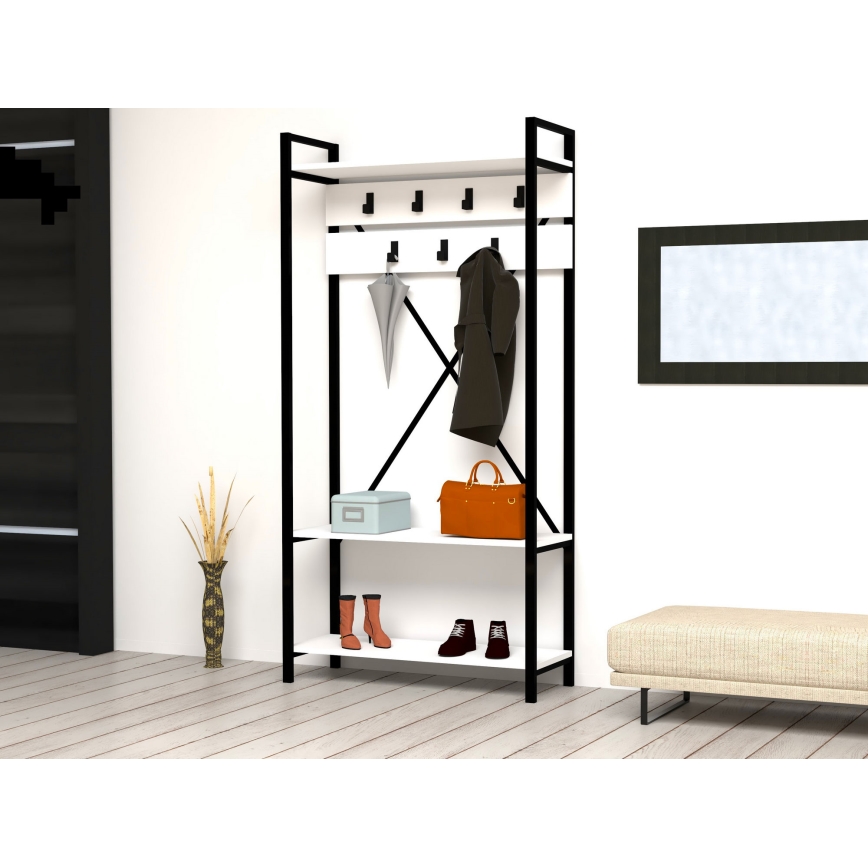 Předsíňová stěna ALFA 180x90 cm bílá/černá