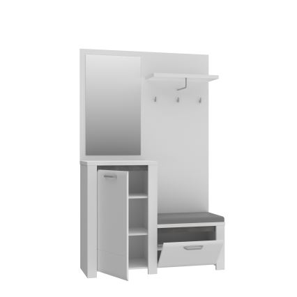 Předsíňová stěna se zrcadlem HIRO bílá/šedá