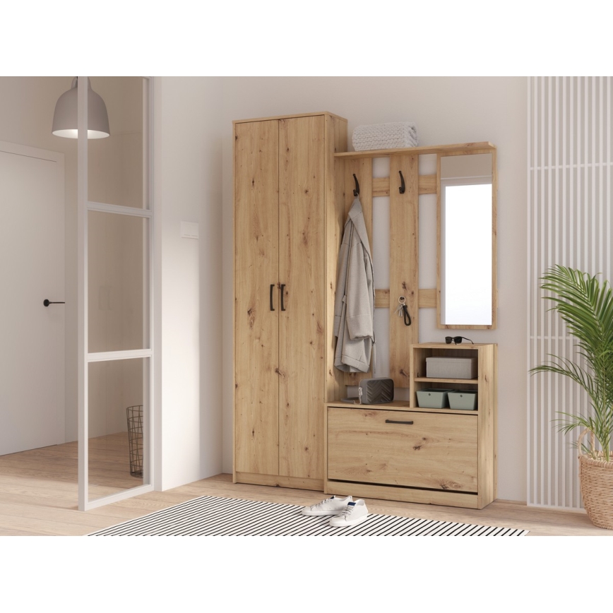 Předsíňová stěna se zrcadlem KAVI dub artisan