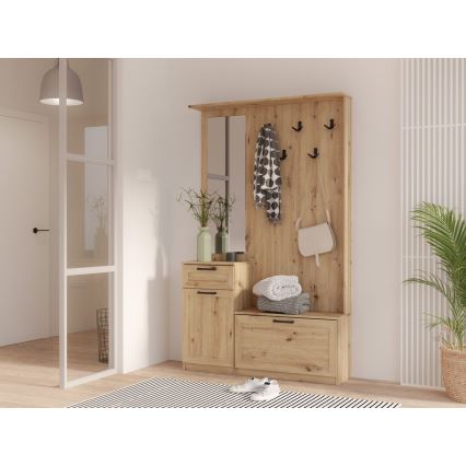 Předsíňová stěna se zrcadlem KAVI dub artisan