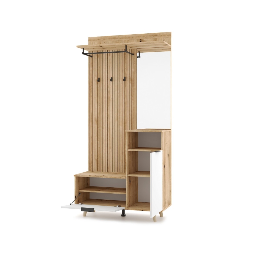 Předsíňová stěna se zrcadlem SVEN hnědá/bílá