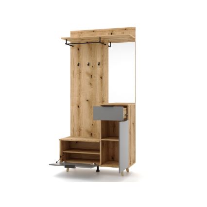 Předsíňová stěna se zrcadlem SVEN hnědá/grafit