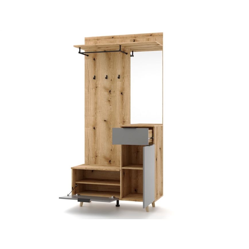 Předsíňová stěna se zrcadlem SVEN hnědá/grafit